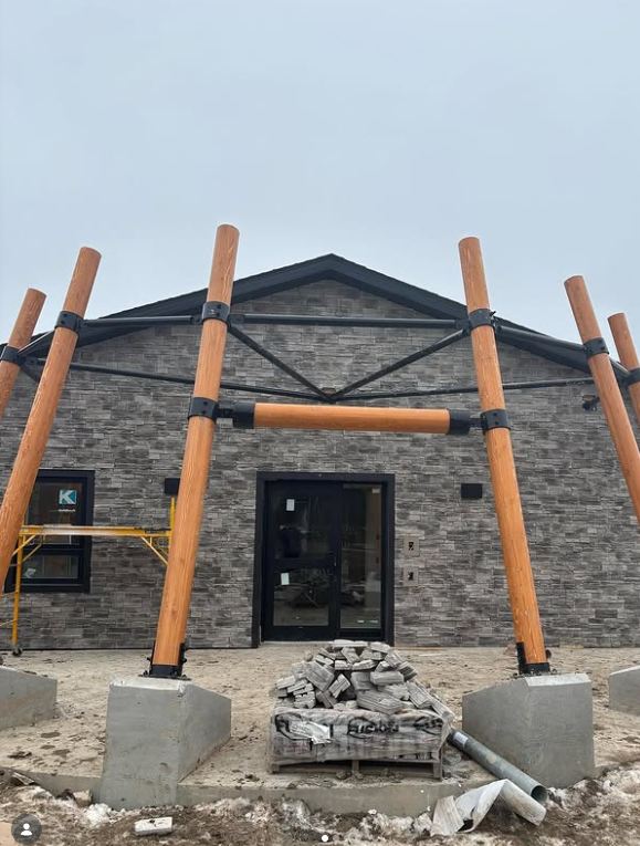 Merit Iron structural steel frame installation, Cross Lake