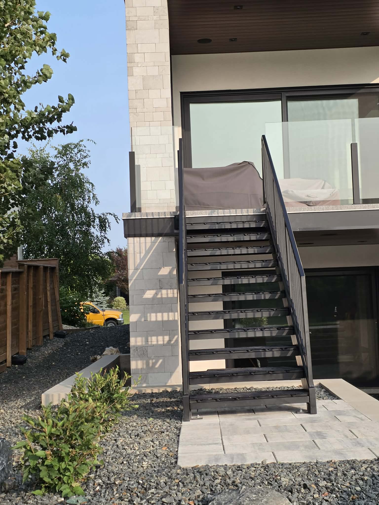 Completed exterior steel staircase in East St. Paul